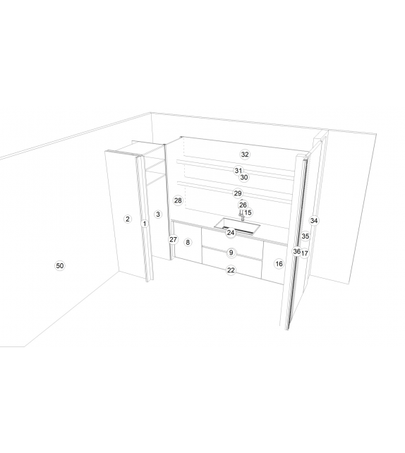 Versandfertig - MH6-Milltech Modulnova Wäscheschrank