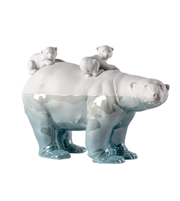Mummy Bear and Babies Underwater Sculpture Lladró