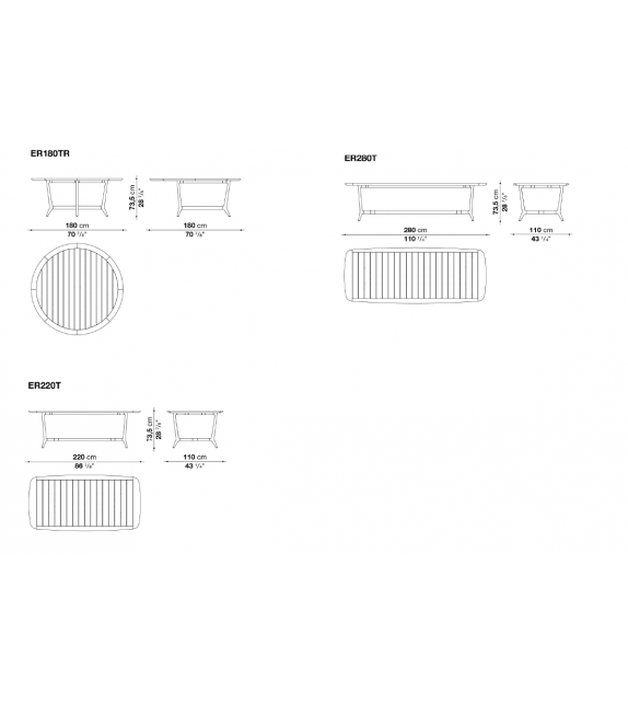 Erica B&B Italia Outdoor Table avec Plateau en Teack