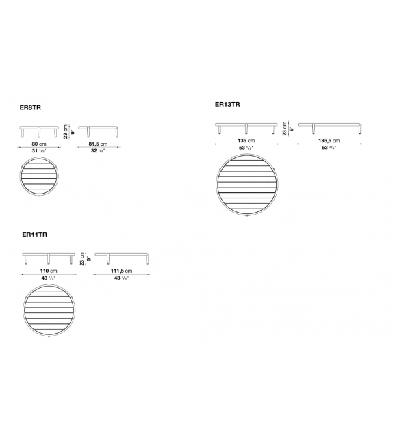 Erica B&B Italia Outdoor Coffee Table with Teak Top