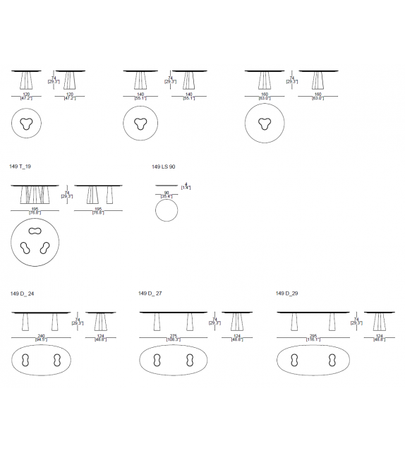 Treflo Cassina Tisch mit Holzplatte