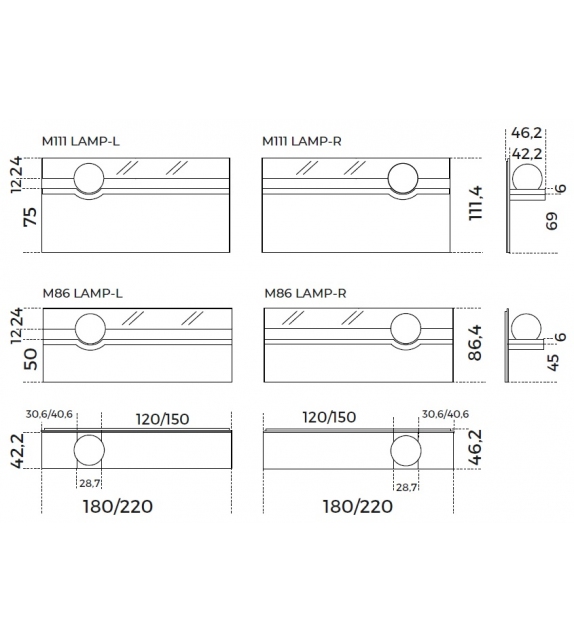 Stresa Mirror Gallotti&Radice Étagère avec Panneau de Boiserie