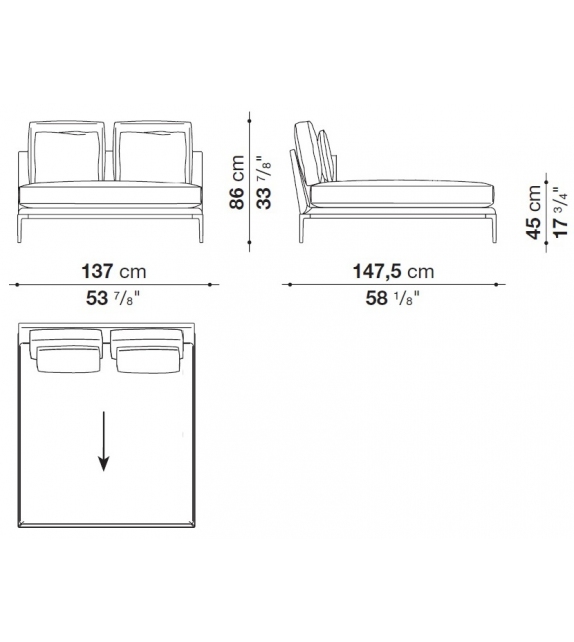 Listo para entregar - B&B Italia Atoll Chaise Loungue