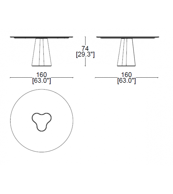 Treflo Cassina Tavolo con Piano in Legno