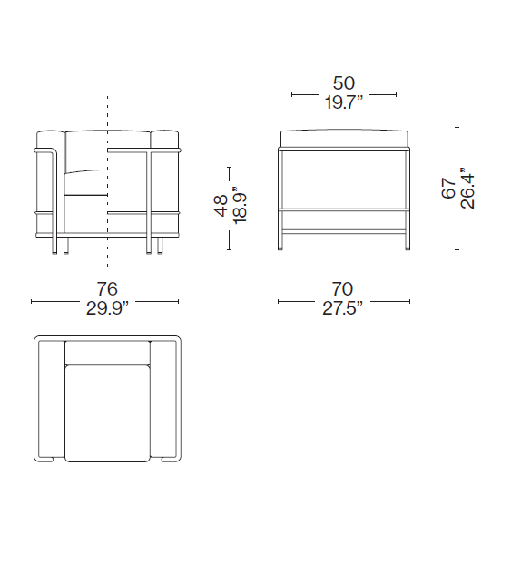 2 Fauteuil Grand Confort, Petit Modèle, Durable, 60 Cassina
