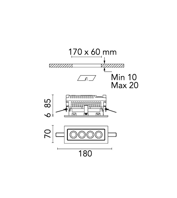 Mile 1 Flos Lampada da Soffitto ad Incasso