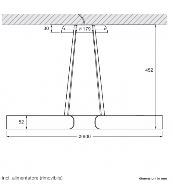 Pronta consegna - Mito Aura Alta 60 Occhio Lampada da Soffitto