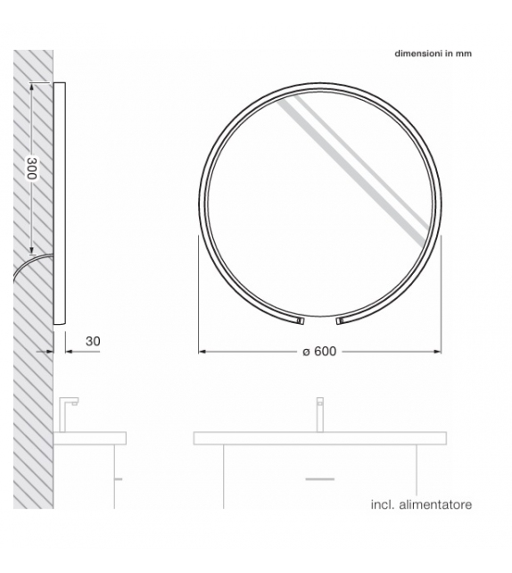 Versandfertig - Mito Sfera Occhio Spiegel / Lampe