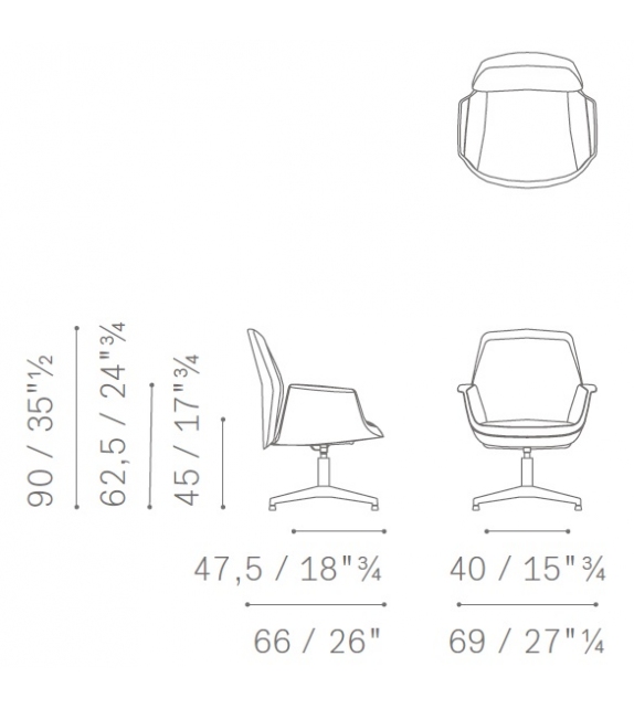 Ready for shipping - Downtown Visitor Swivel Chair Poltrona Frau