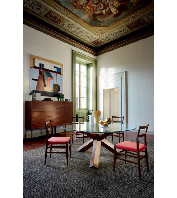 452 La Rotonda Cassina Table avec Dessus en Verre