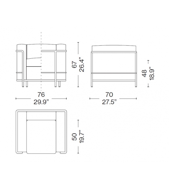 2 Fauteuil Grand Confort, Petit Modèle Cassina Armchair