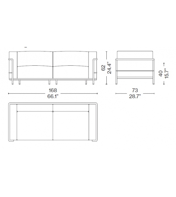 3 Fauteuil Grand Confort, Grand Modèle, Deux Places Cassina Canapé