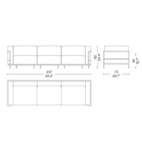 3 Fauteuil Grand Confort, Grand Modèle, Trois Places Cassina Divano