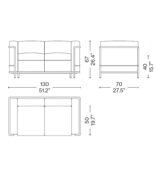 2 Fauteuil Grand Confort, Petit Modèle, Deux Places Cassina Canapé