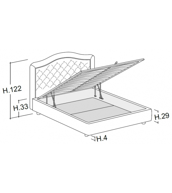 Capri Capitonnè Bolzan Bed with Storage Unit