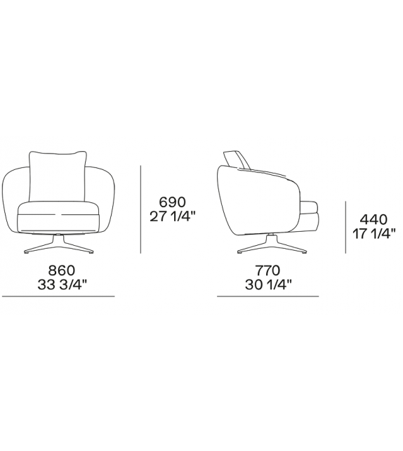 Ready for shipping - Orbis Poliform Swivel Armchair