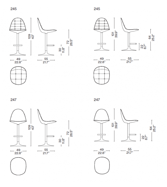 245 / 247 Caprice Cassina Tabouret