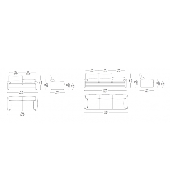 Sofà 675 Maralunga 40 Maxi Cassina