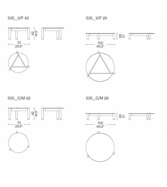 535 Table a Plateau Interchangeable Cassina Mesita