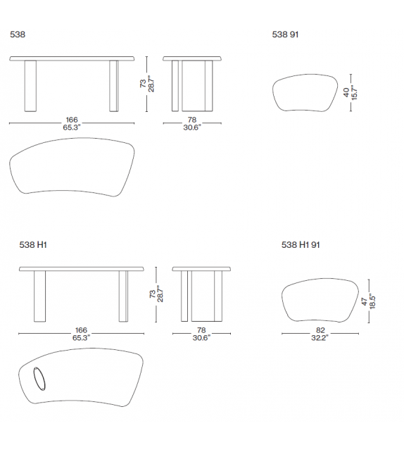 538 Petit Bureau En Forme Libre Cassina Mesa