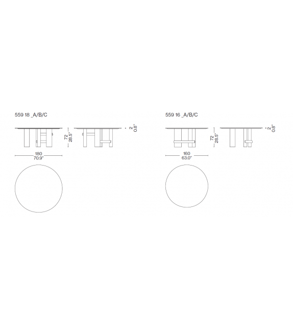 559 Sengu Cassina Tisch mit Platte aus Marmor