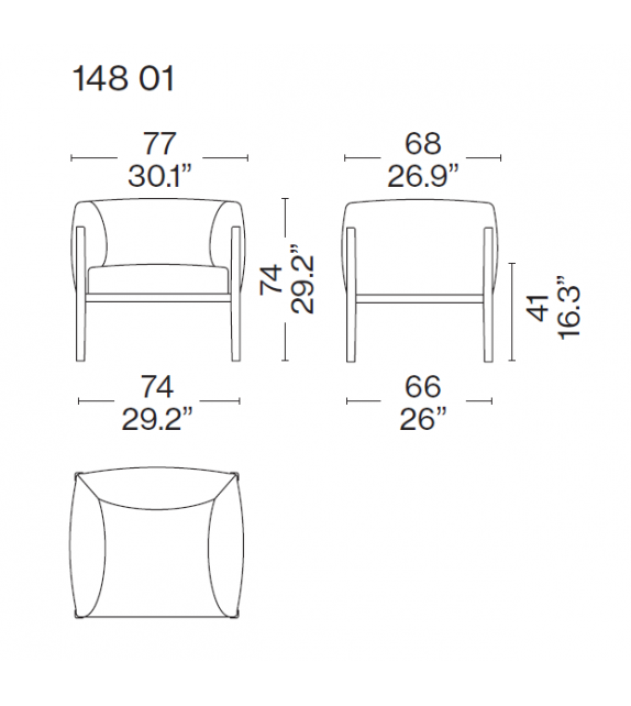 148 Cotone Slim Cassina Fauteuil
