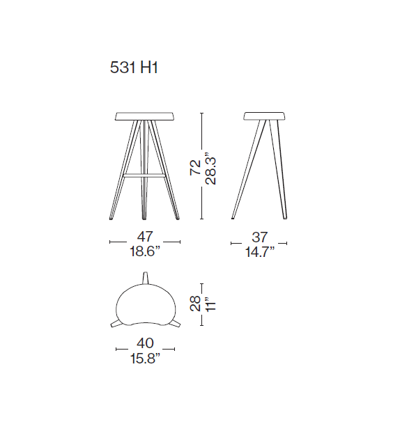 531 Mexique Stool Pro Cassina Hocker