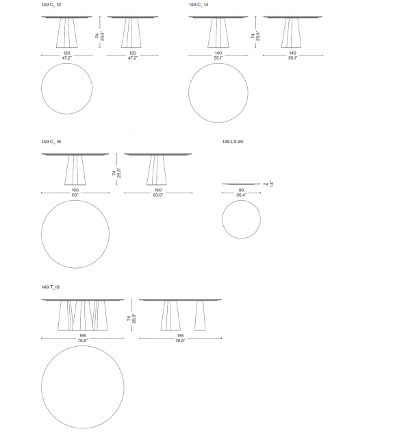 Treflo Cassina Table with Wooden Top