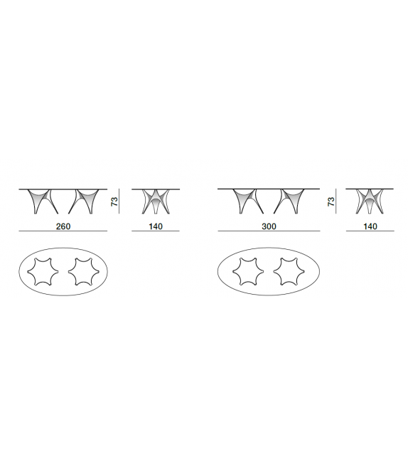Arc Ovalen Tisch Doppelbasis Molteni&C