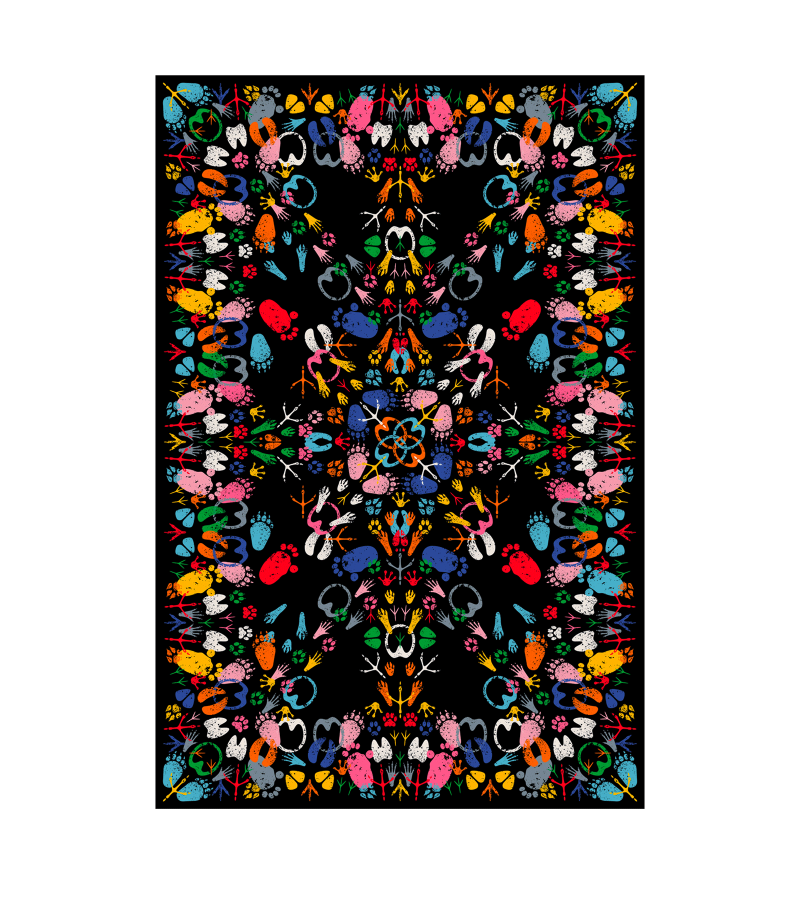 Let's Dance Animal Trances Dark Rectangular Qeeboo Tapis