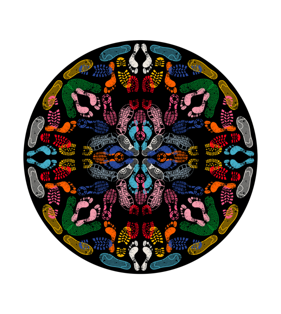 Let's Dance Animal Trances Dark Round Qeeboo Rug