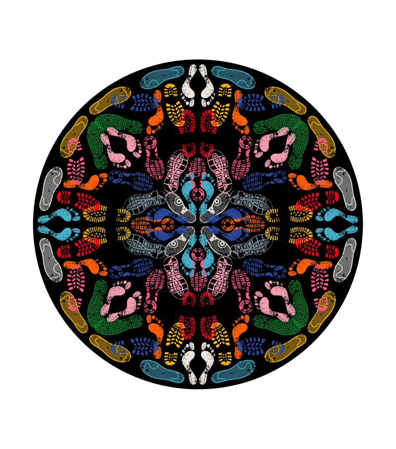 Let's Dance Animal Trances Dark Round Qeeboo Teppich