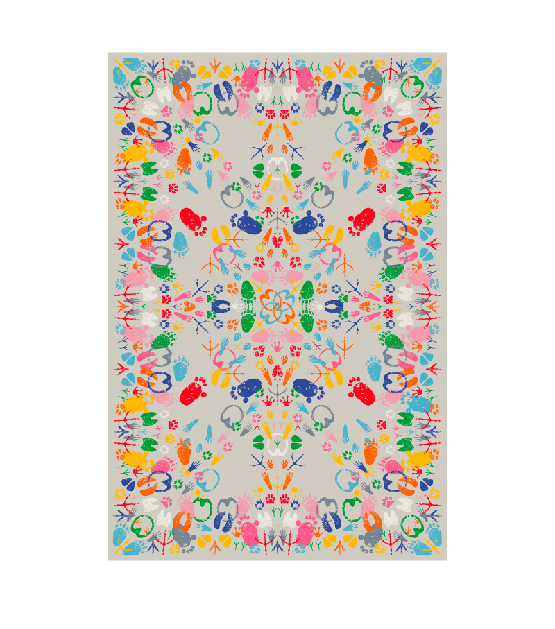 Let's Dance Animal Trances Light Rectangular Qeeboo Rug