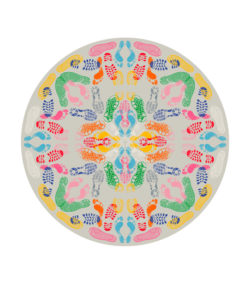 Let's Dance Human Trances Light Round Qeeboo Rug