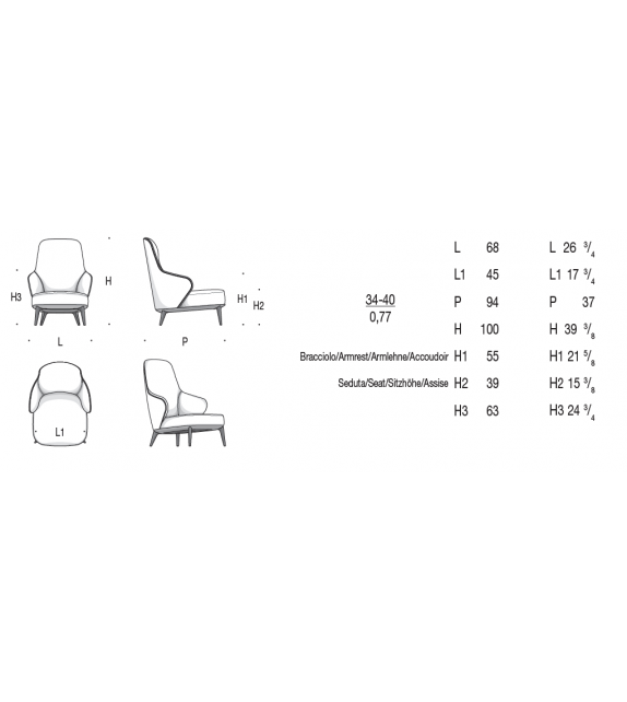Prêt pour l'expédition - Leslie Fauteuil Minotti