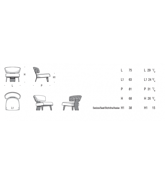 Prêt pour l'expédition - Creed Wood Fauteuil Minotti