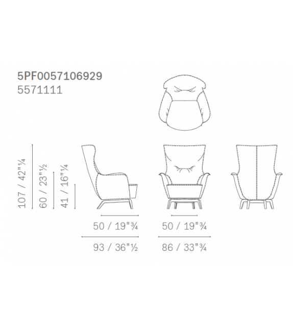 Mamy Blue Fixed Armchair Poltrona Frau