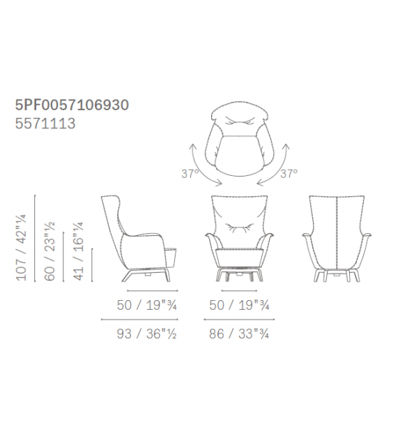 Mamy Blue Swivel Armchair Poltrona Frau