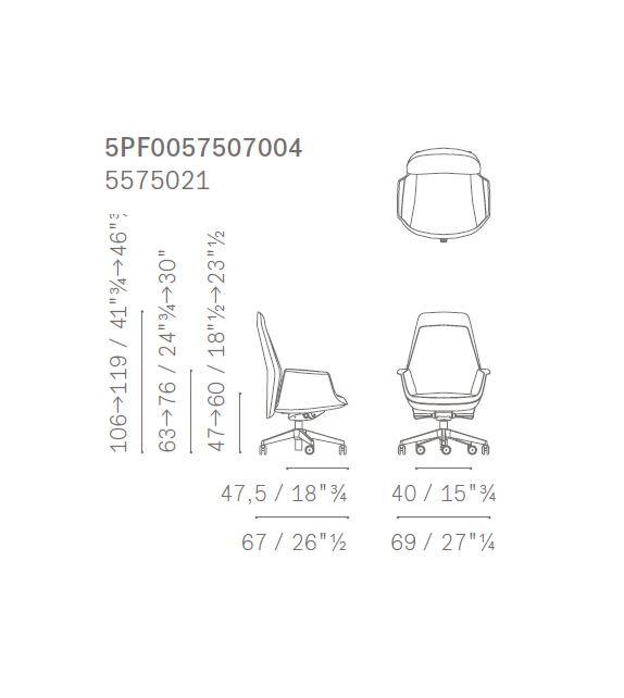 Downtown Executive Swivel Chair Poltrona Frau