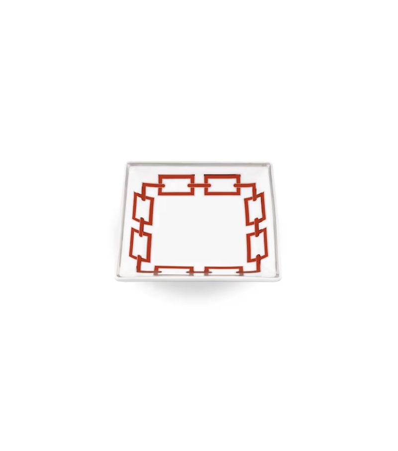 Coppa Quadrata Bassa Catene Scarlatto Ginori 1735 Low Square Cup