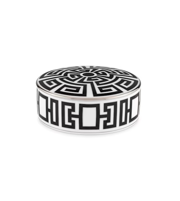 Scatola Talco Labirinto Nero Ginori 1735 Runde Schachtel