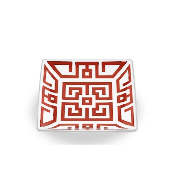 Coppa Quadrata Bassa Labirinto Scarlatto Ginori 1735