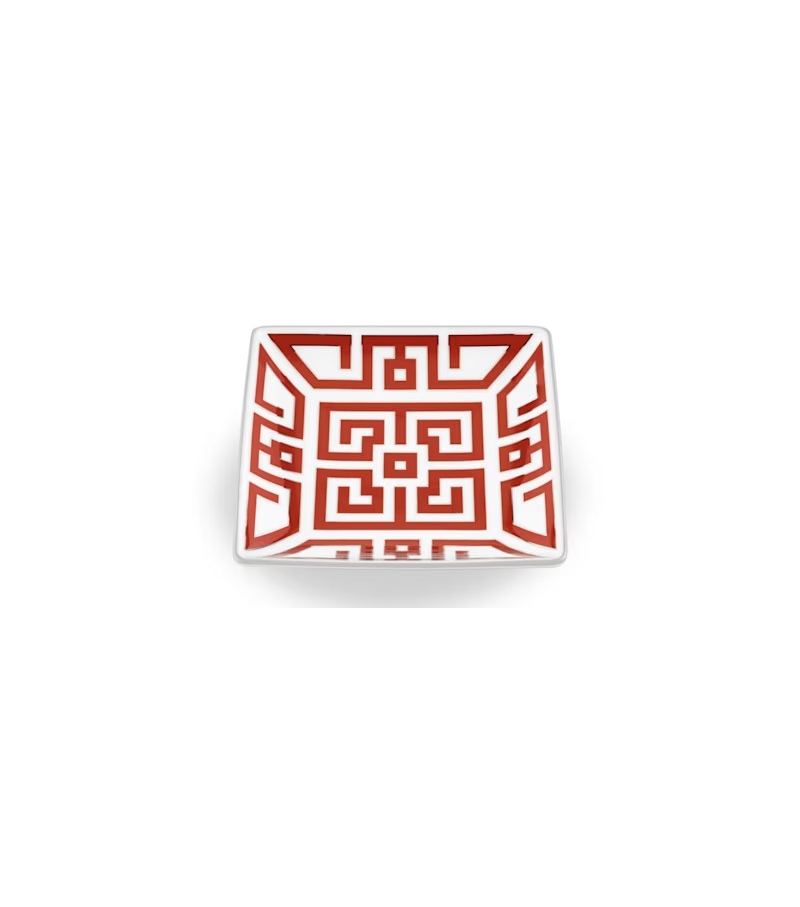 Coppa Quadrata Bassa Labirinto Scarlatto Ginori 1735 Niedriges Quadratisches Tablett