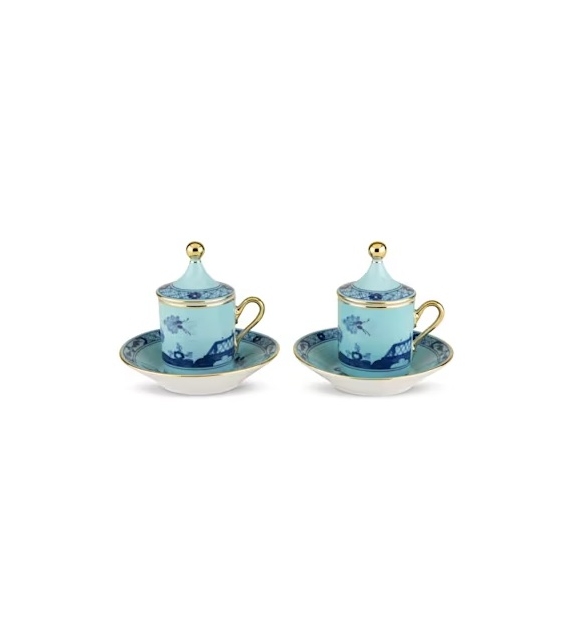 Tazza Caffè con Piatto e Coperchio Oriente Italiano Iris Ginori 1735