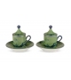 Tazza Caffè con Piatto e Coperchio Oriente Italiano Malachite Ginori 1735 Taza de Café