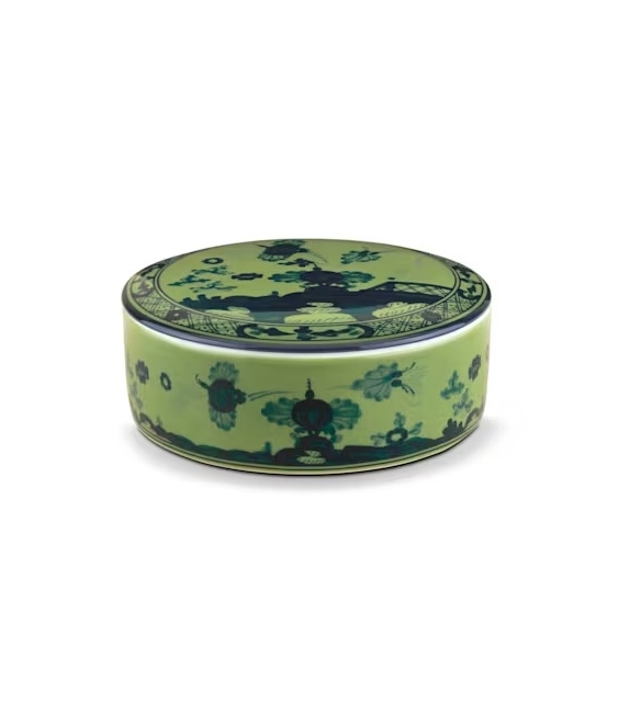 Scatola Talco Oriente Italiano Malachite Ginori 1735 Runde Schachtel