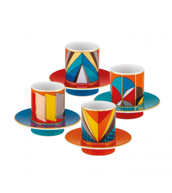 Futurismo Vista Alegre Conjunto de 4 Tazas Café & Platos