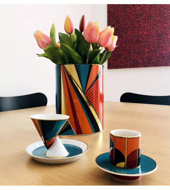 Futurismo Vista Alegre Ensemble de 4 Tasses à Café et Soucoupe
