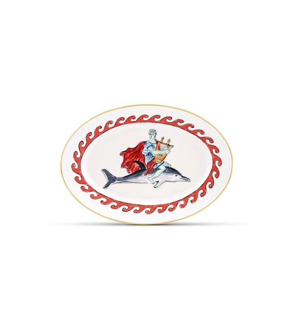Vassoio Ovale Il Viaggio di Nettuno Dolphin White Ginori 1735 Oval Tray