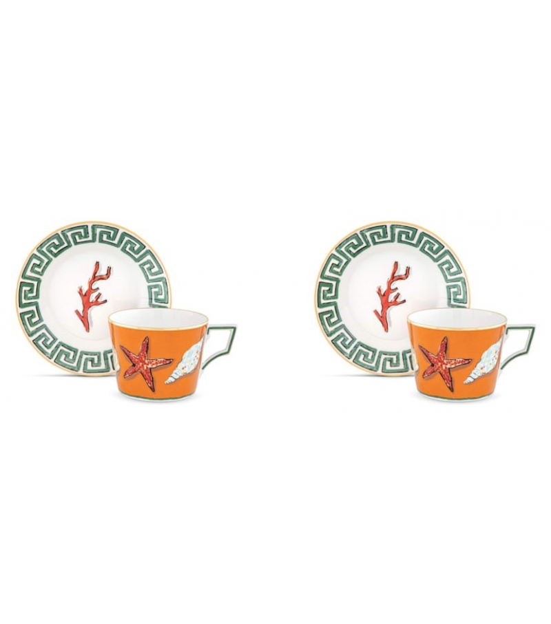 Set di 2 Tazze Tè con Piattino Il Viaggio di Nettuno Ginori 1735 Taza de Té